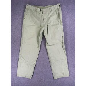 Borrelli Napoli Chino Pants Mens 36x28 Green Linen Cotton Made Italy Flat Front